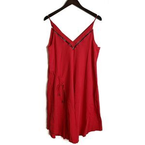 FREE PEOPLE All I Want oversized slip dress tunic tank high slit top red XS NEW